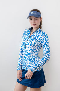 เสื้อกอล์ฟแขนยาว Leopard Pastel Blue