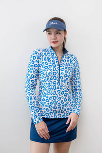 เสื้อกอล์ฟแขนยาว Leopard Pastel Blue