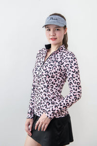 เสื้อกอล์ฟแขนยาว Leopard Pastel Pink